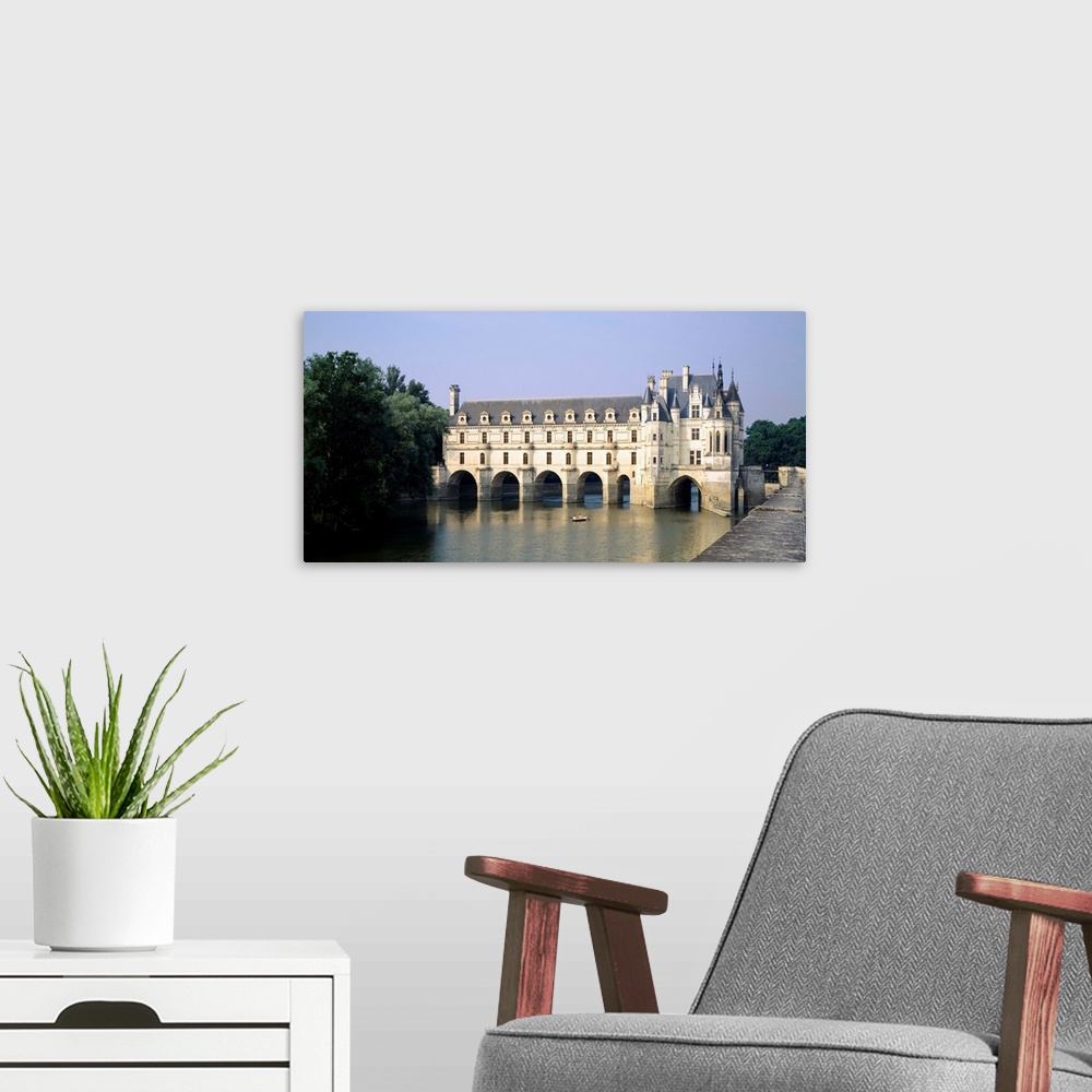 A modern room featuring Reflection of a castle in water, Chateau de Chenonceaux, Chenonceaux, Cher River, Loire Valley, F...