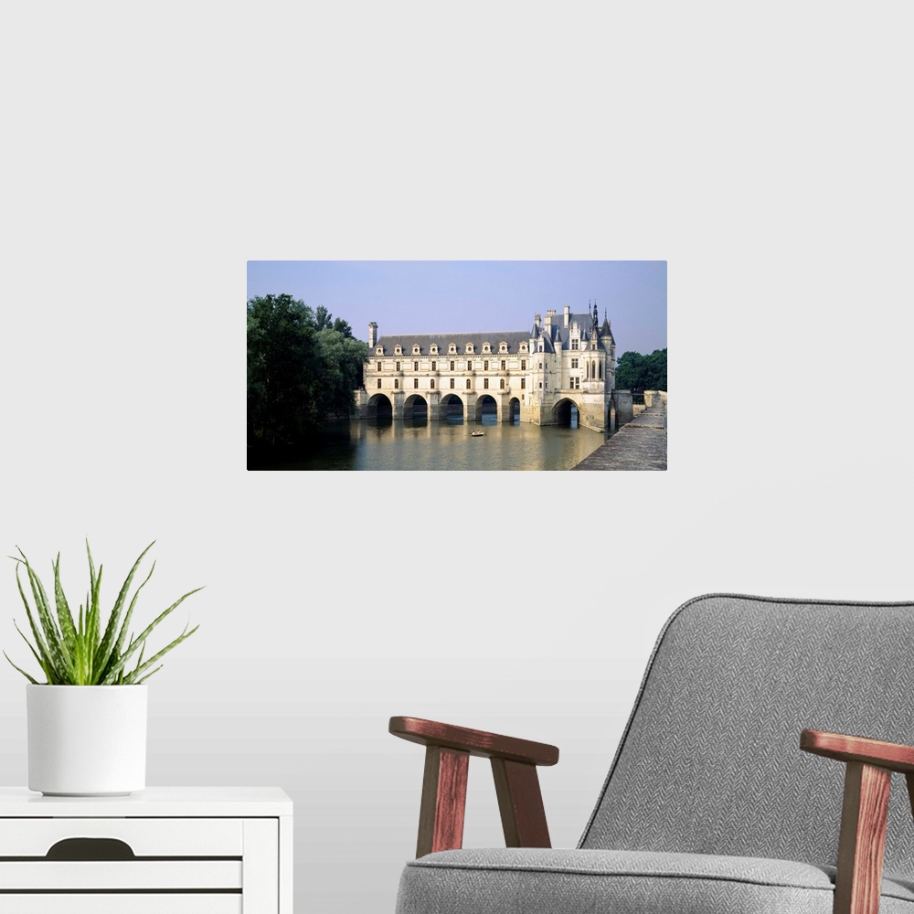 A modern room featuring Reflection of a castle in water, Chateau de Chenonceaux, Chenonceaux, Cher River, Loire Valley, F...