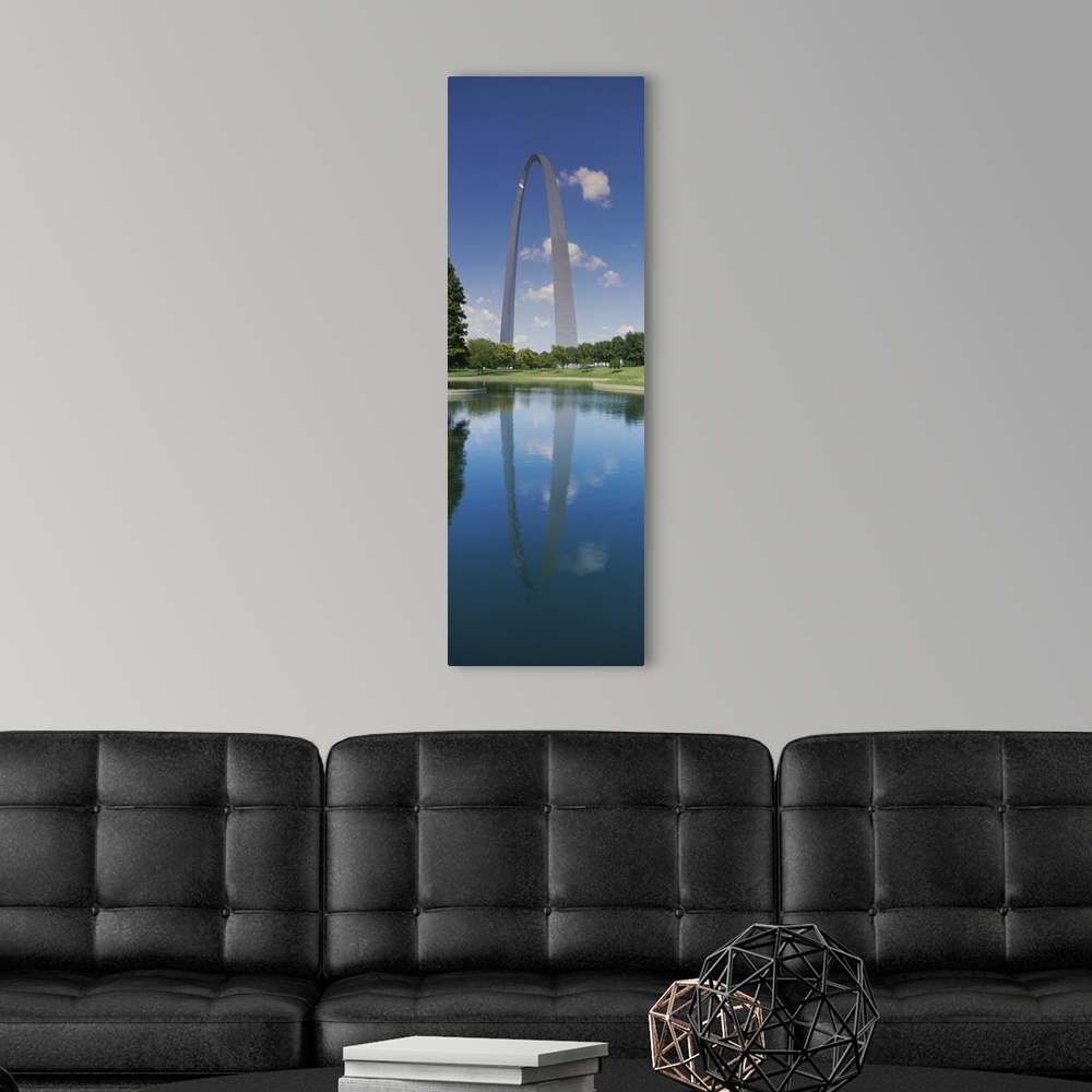A modern room featuring Reflection of an arch structure in a river, Gateway Arch, St. Louis, Missouri