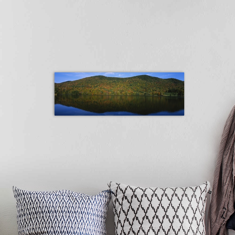 A bohemian room featuring Reflection of hills in a lake, Echo Lake, Northeast Kingdom, Vermont