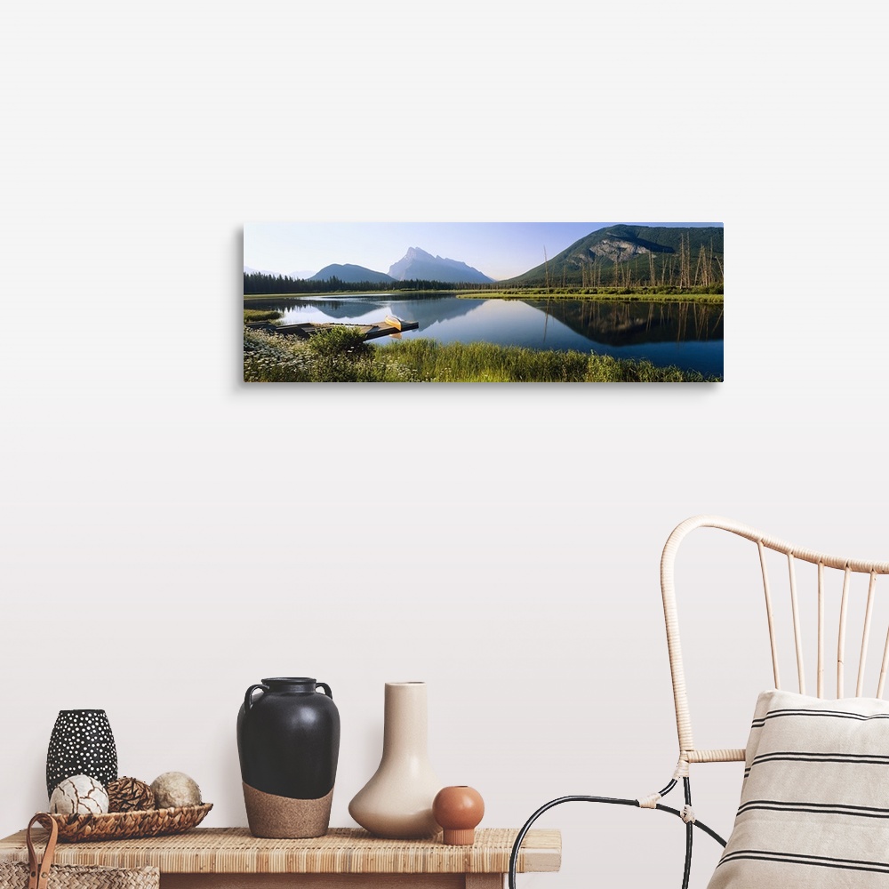 A farmhouse room featuring Reflection of mountains in water, Vermillion Lakes, Banff National Park, Alberta, Canada