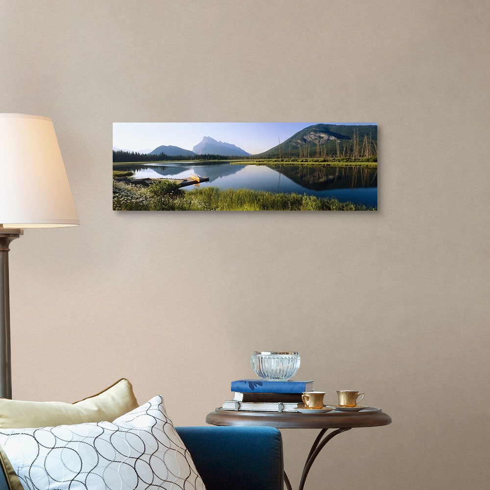 A traditional room featuring Reflection of mountains in water, Vermillion Lakes, Banff National Park, Alberta, Canada