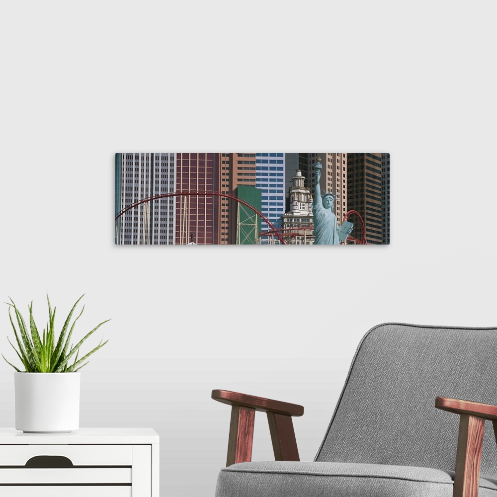 A modern room featuring Replica NYC Skyline Las Vegas NV