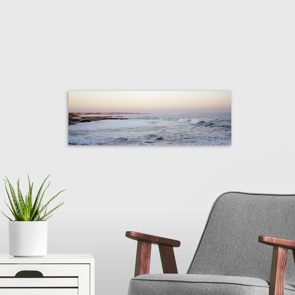 A modern room featuring Rhode Island, Atlantic Ocean, Newort Brenton Point, Moonrise over the sea