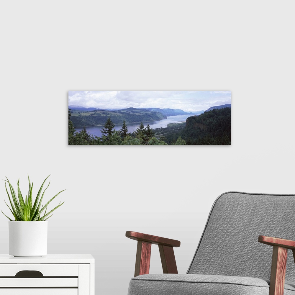 A modern room featuring River Columbia River Crown Point Columbia River Gorge Oregon
