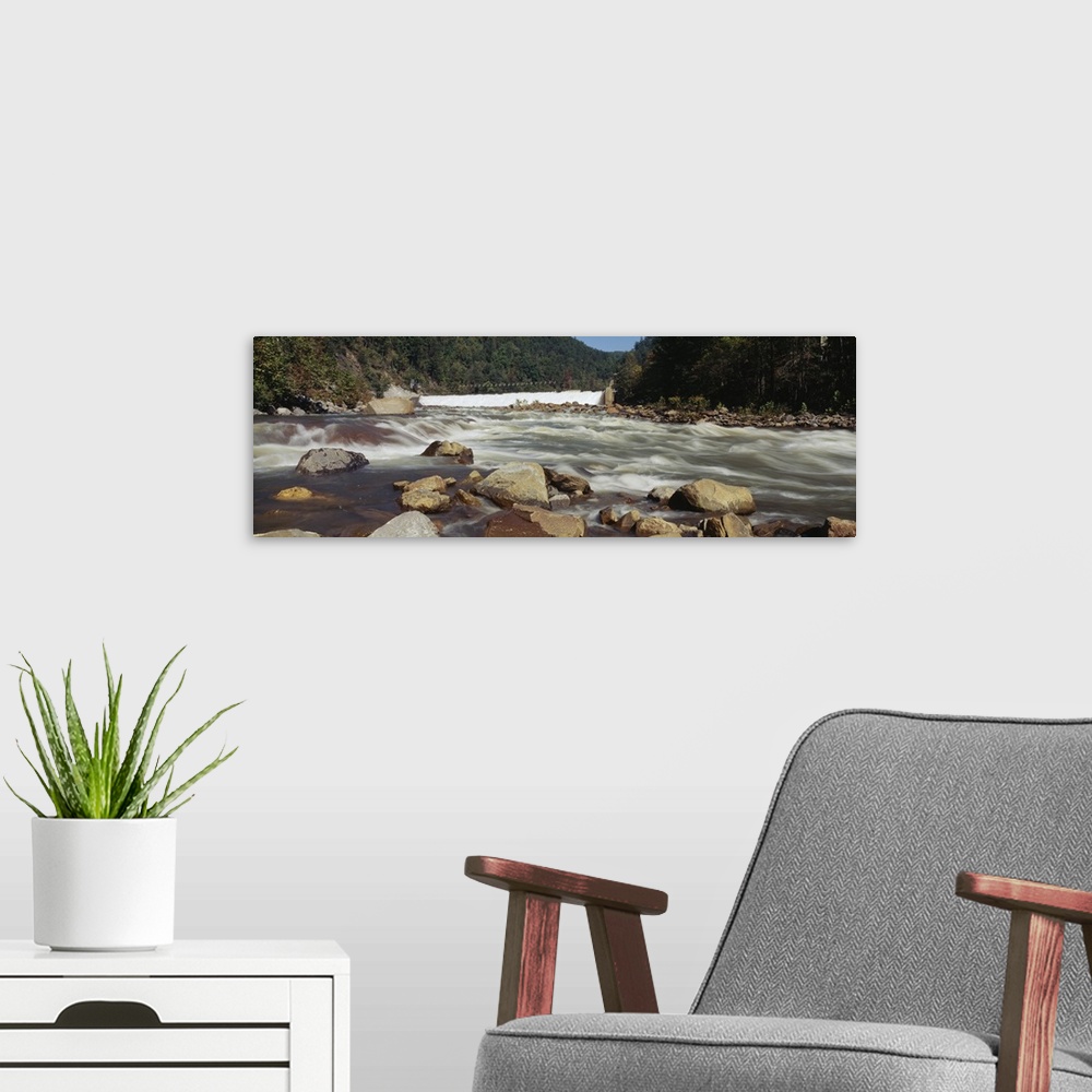 A modern room featuring River flowing through a forest, Entrance Rapid, Ocoee River, Cherokee National Forest, Tennessee