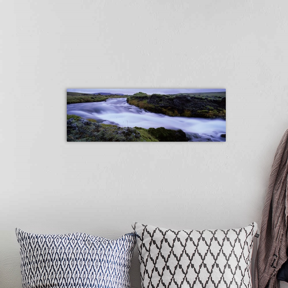 A bohemian room featuring River flowing through a landscape, Fjallabak Nature Reserve, Central Highlands, Iceland