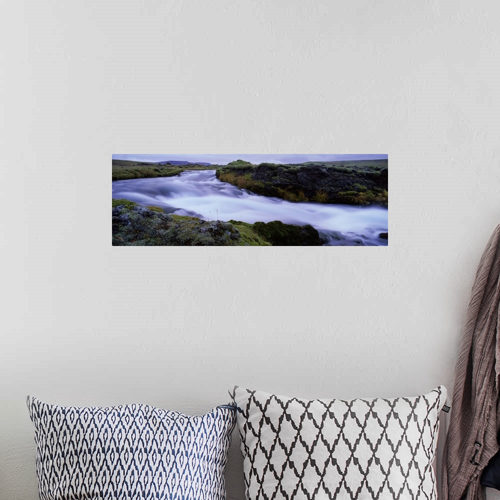 A bohemian room featuring River flowing through a landscape, Fjallabak Nature Reserve, Central Highlands, Iceland