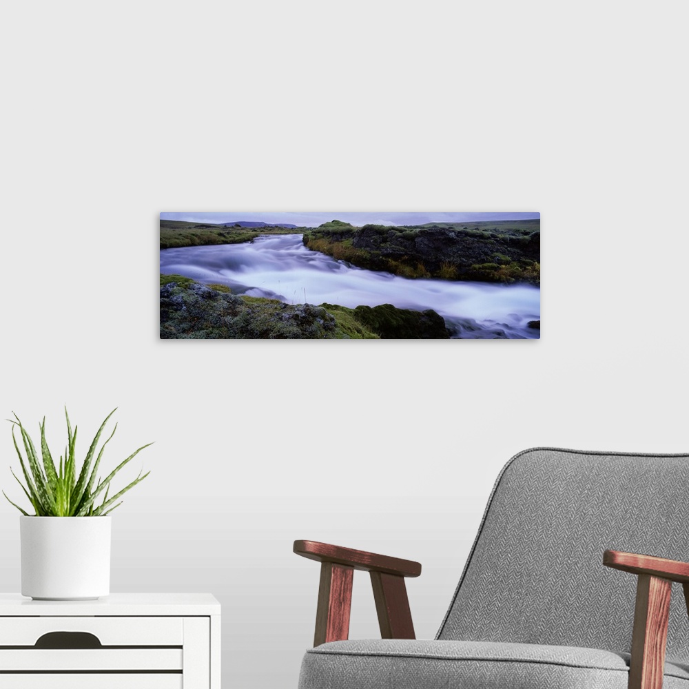A modern room featuring River flowing through a landscape, Fjallabak Nature Reserve, Central Highlands, Iceland