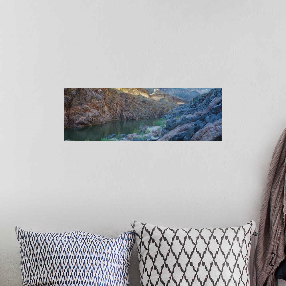 A bohemian room featuring River flowing through mountains, conquistador Aisle, Inner Gorge, Colorado River, Grand Canyon Na...