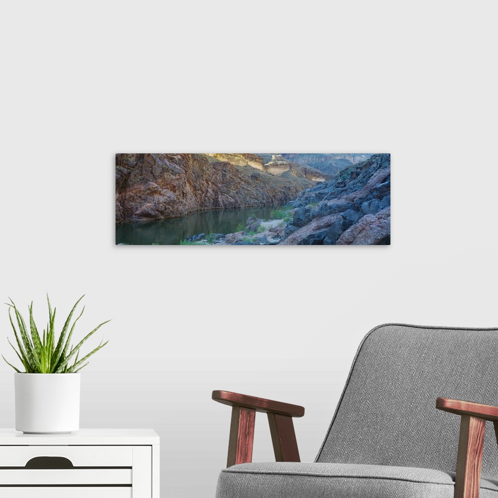 A modern room featuring River flowing through mountains, conquistador Aisle, Inner Gorge, Colorado River, Grand Canyon Na...