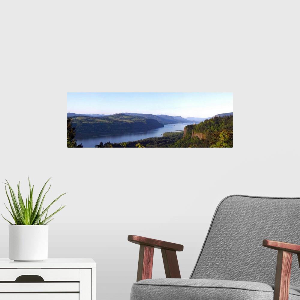 A modern room featuring River flowing through mountains Crown Point Columbia River Gorge Multnomah County Oregon