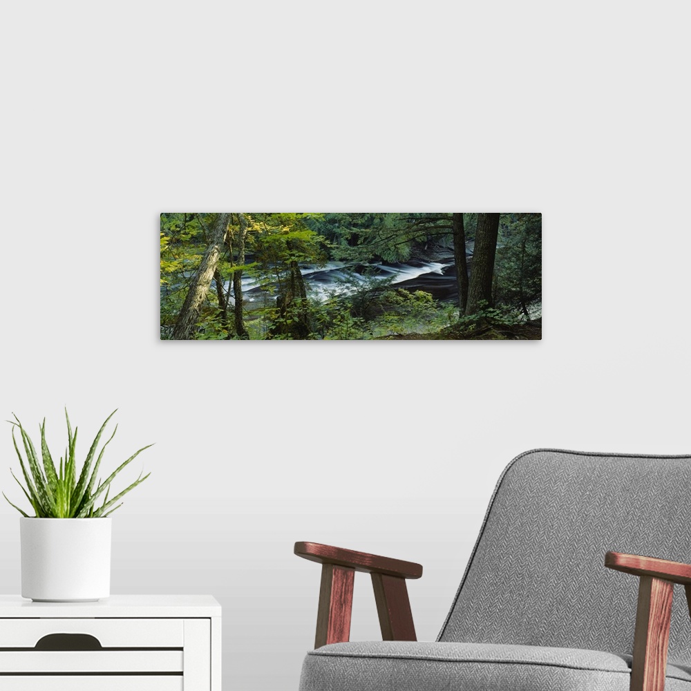 A modern room featuring River flowing through the forest, Presque Isle River, Porcupine Mountains, Michigan