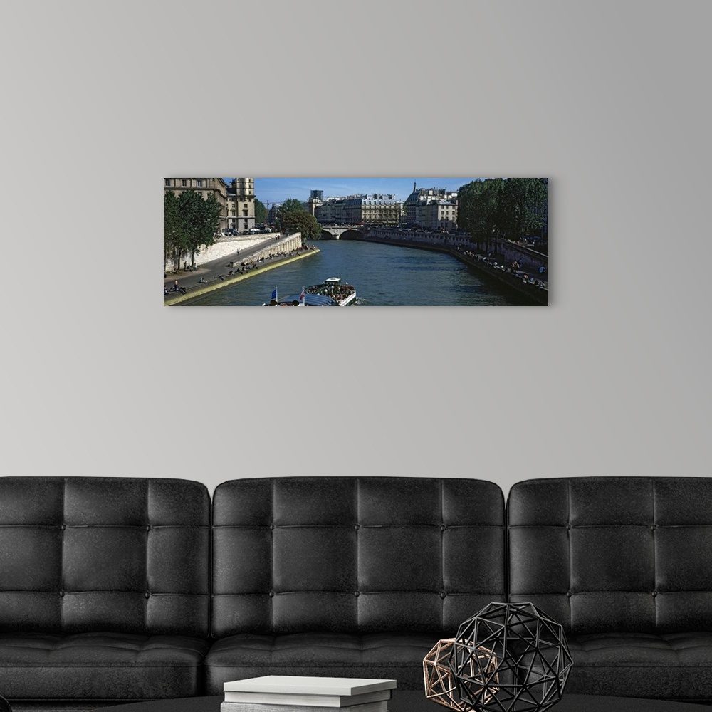A modern room featuring River in a city, Seine River, Paris, Ile de France, France