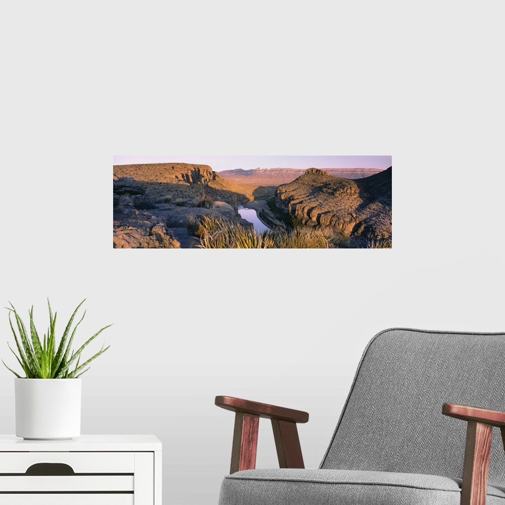 A modern room featuring River passing through mountains, Big Bend National Park, Texas