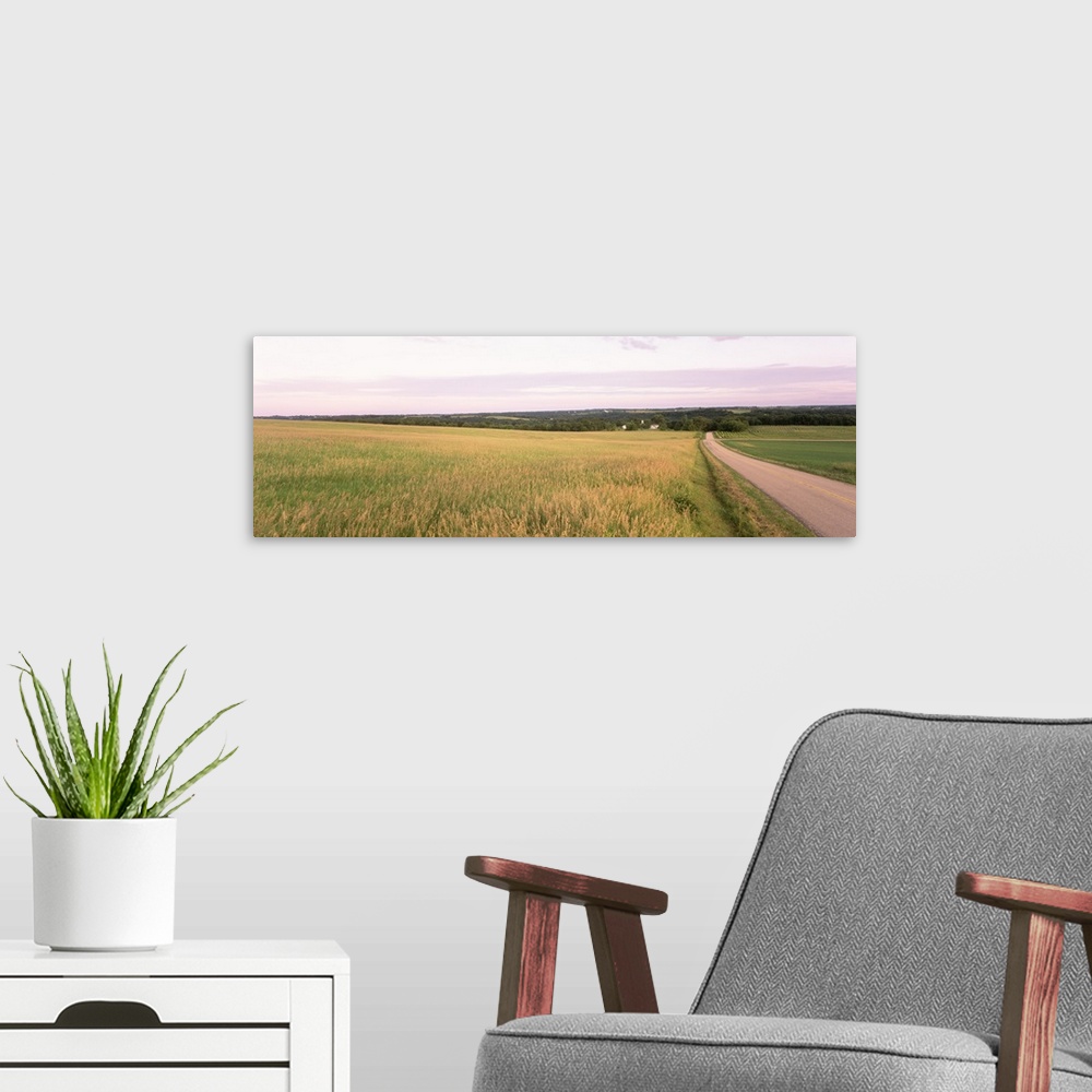 A modern room featuring Road along a farmland, Midwest