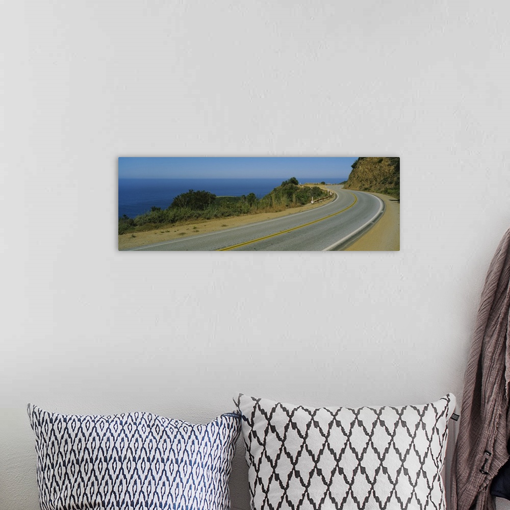 A bohemian room featuring Road along an ocean, Route 1, Big Sur, California