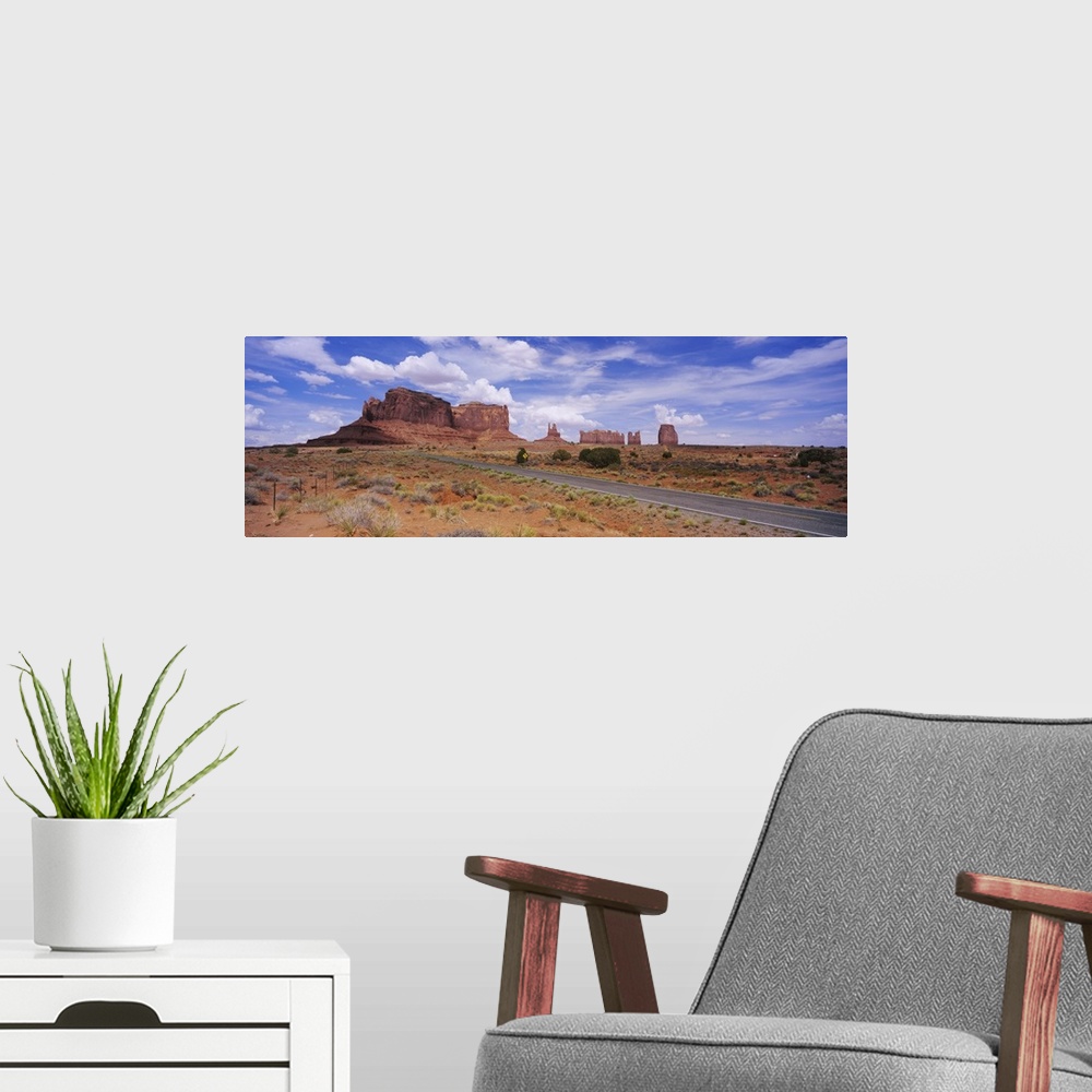 A modern room featuring Road passing through a desert, Monument Valley Tribal Park