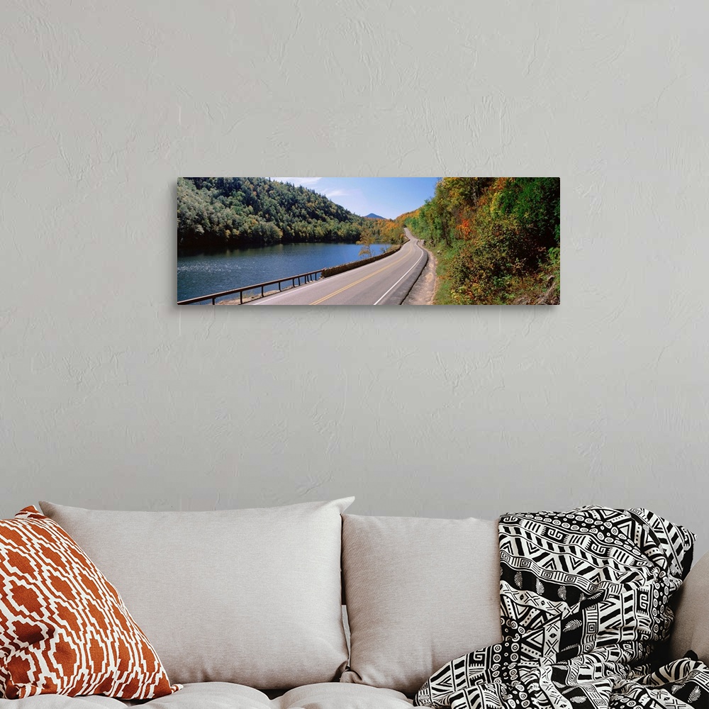 A bohemian room featuring Road passing through a landscape, Route 73, Cascade Lakes, Adirondack Mountains, Keene, New York ...