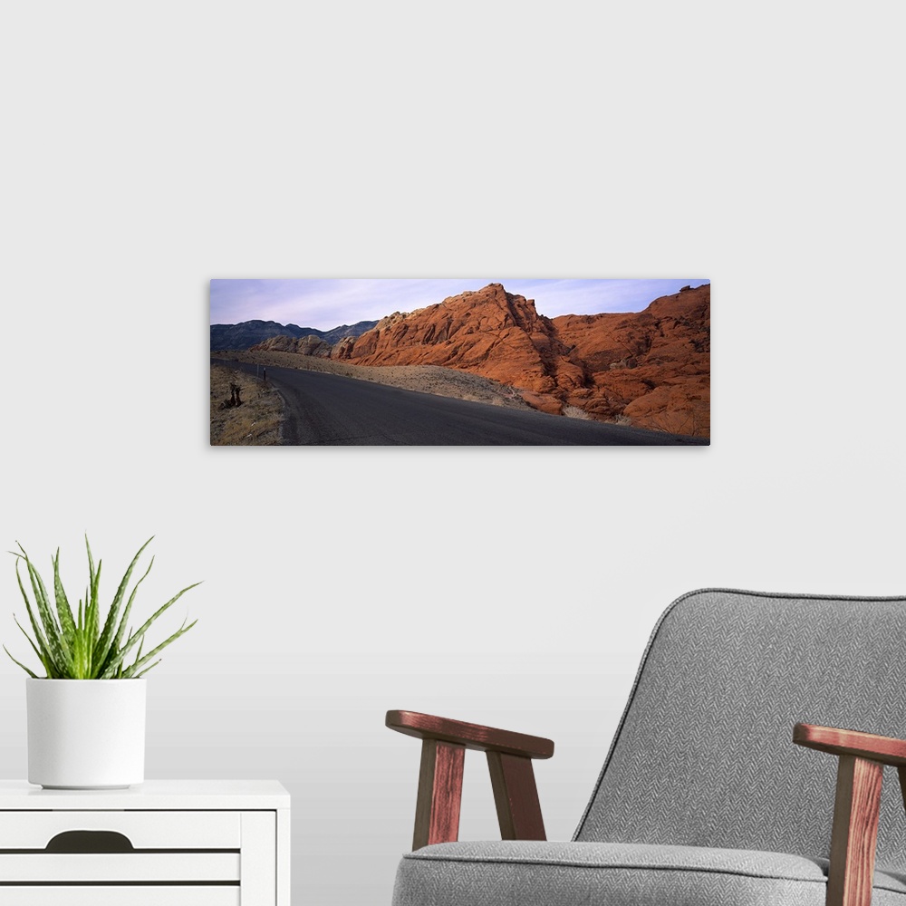 A modern room featuring Road passing through a state park, Red Rock Canyon State Park, Nevada,
