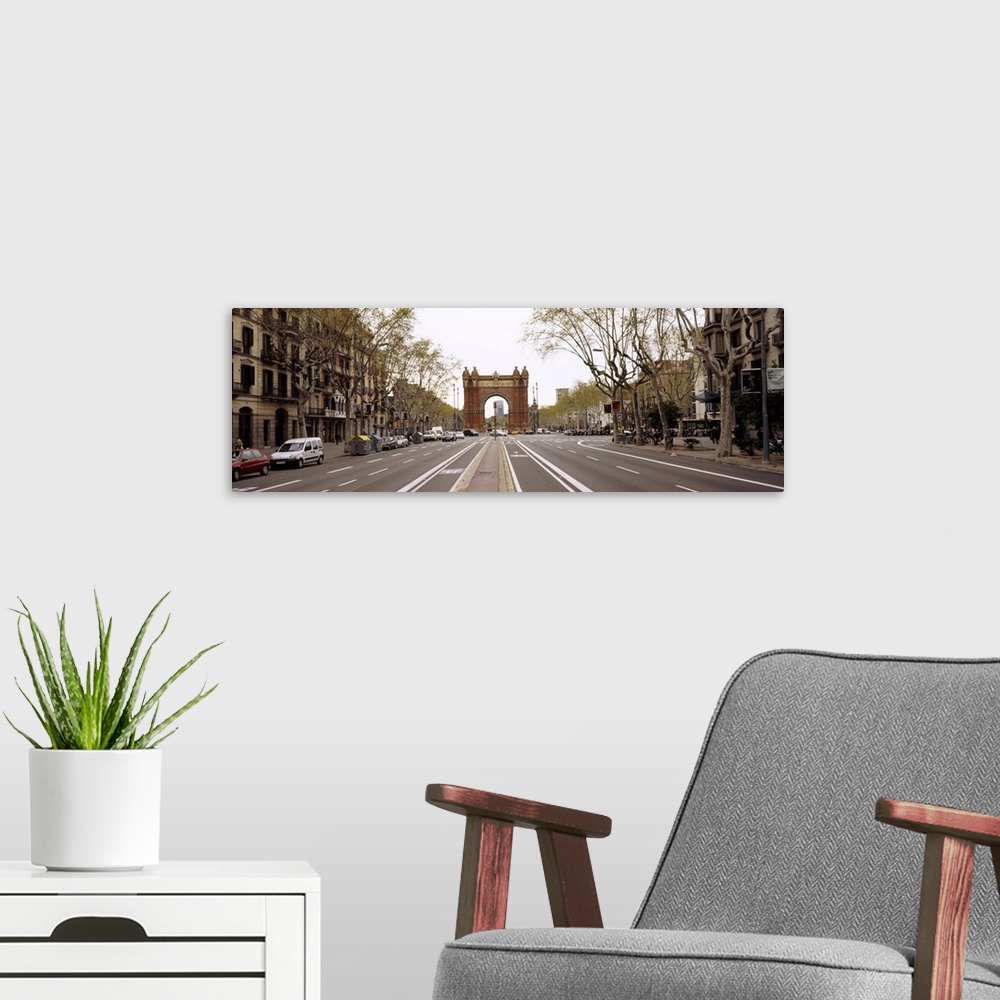 A modern room featuring Road passing through an archway, Arc De Triomf, Barcelona, Catalonia, Spain