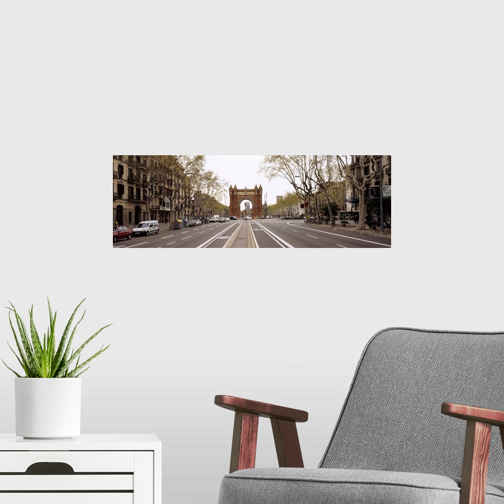 A modern room featuring Road passing through an archway, Arc De Triomf, Barcelona, Catalonia, Spain