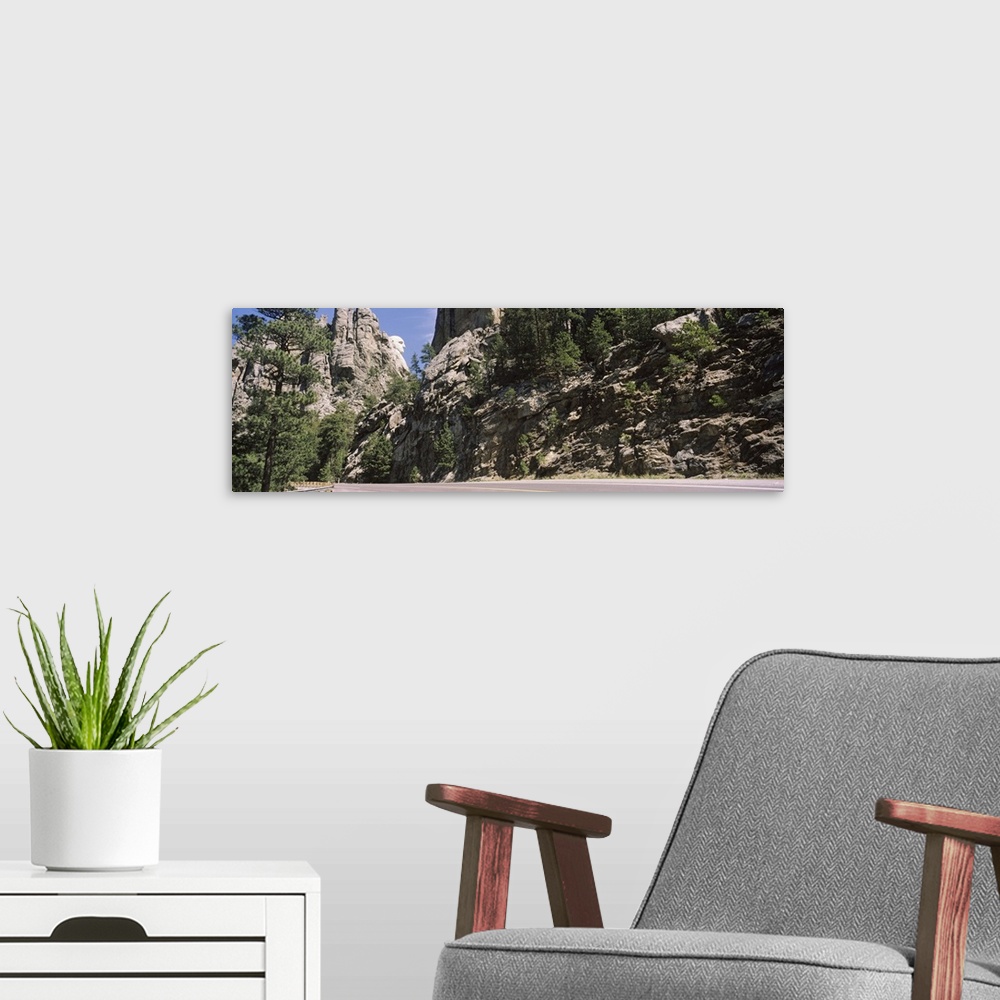 A modern room featuring Road passing through mountain, Mt Rushmore, South Dakota
