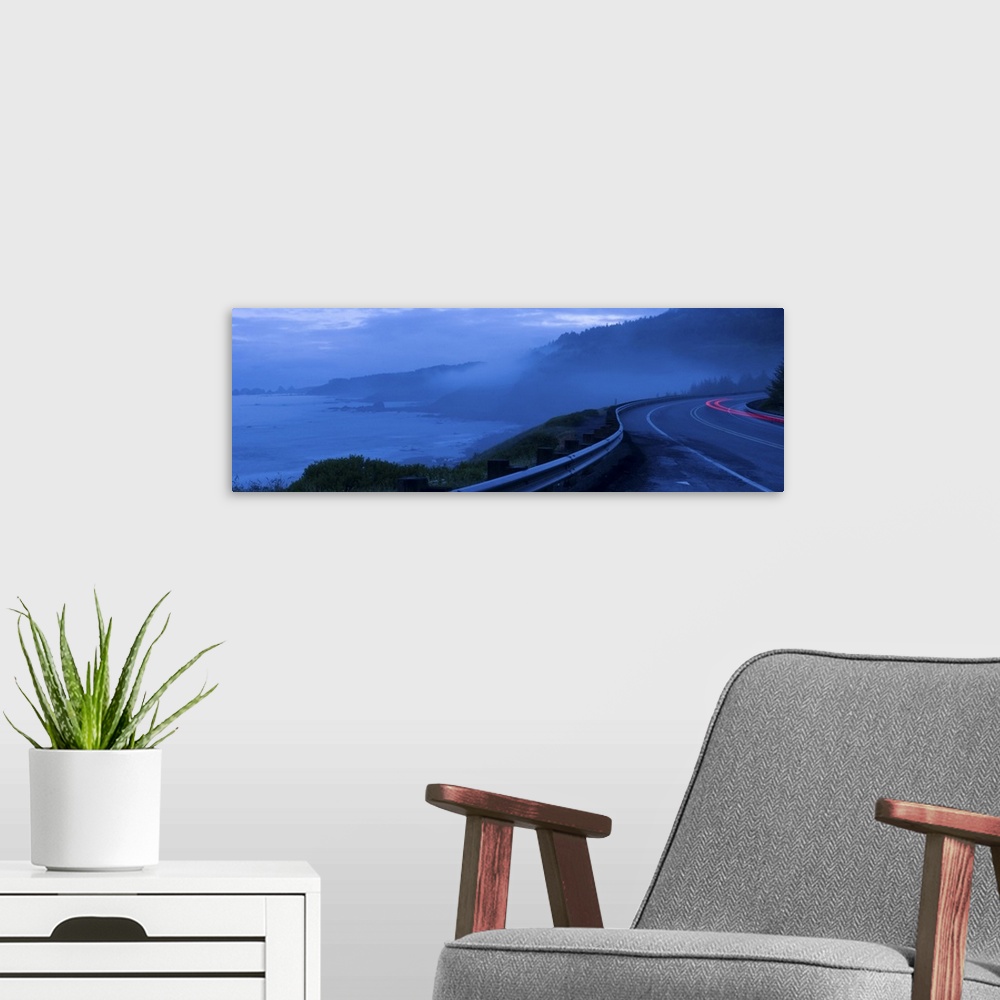 A modern room featuring Road passing through mountains, Gold Beach, Curry County, Oregon,