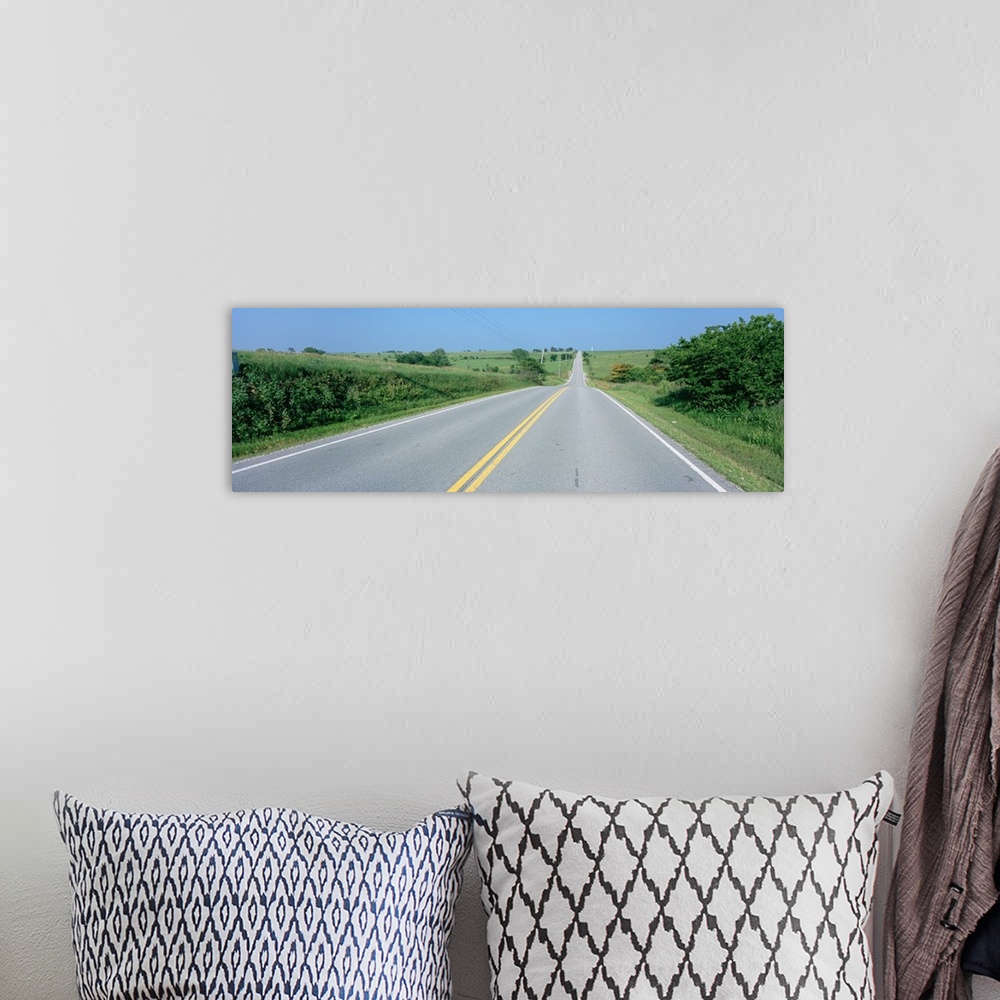A bohemian room featuring Road running through a landscape, Country road, Highway 16, Kansas
