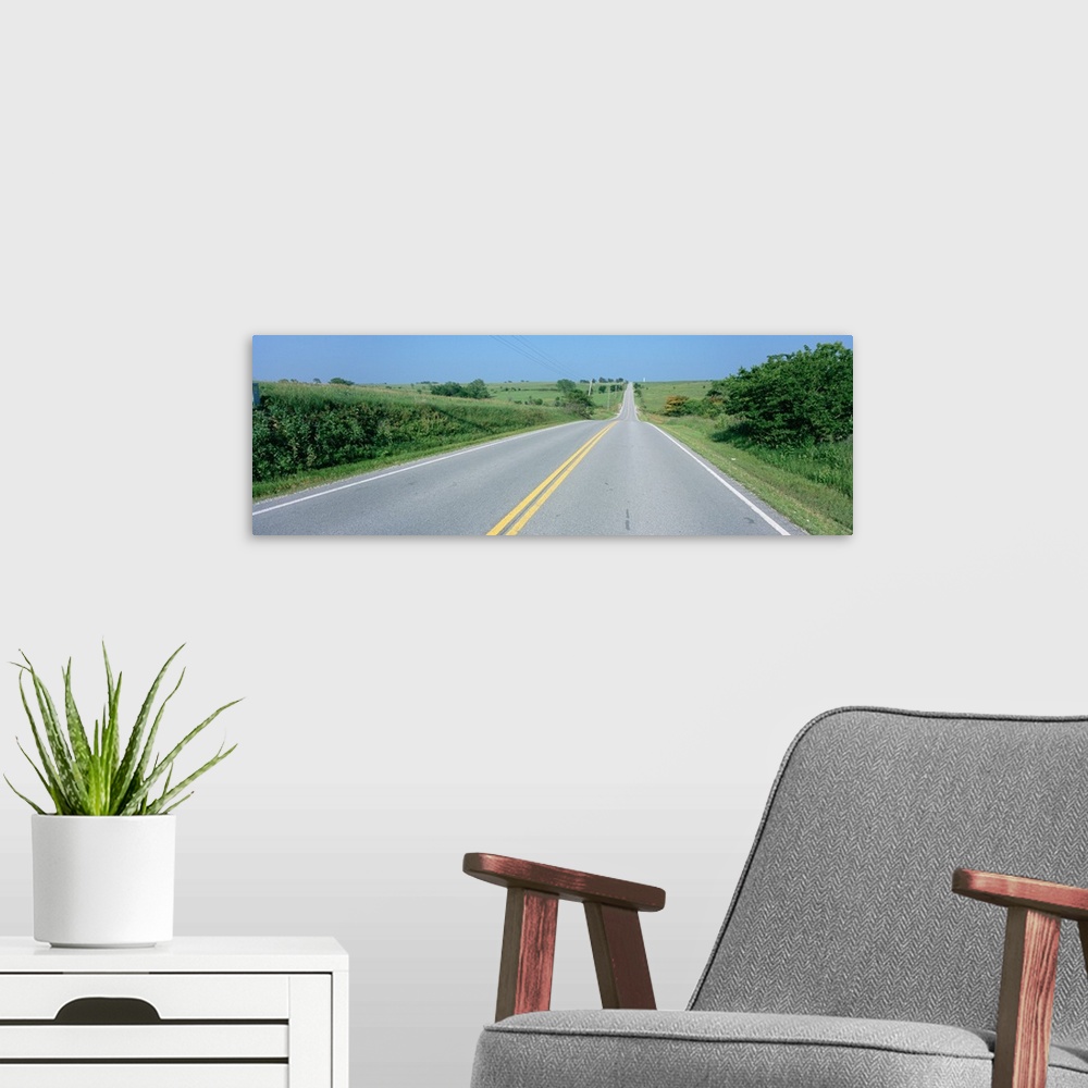 A modern room featuring Road running through a landscape, Country road, Highway 16, Kansas