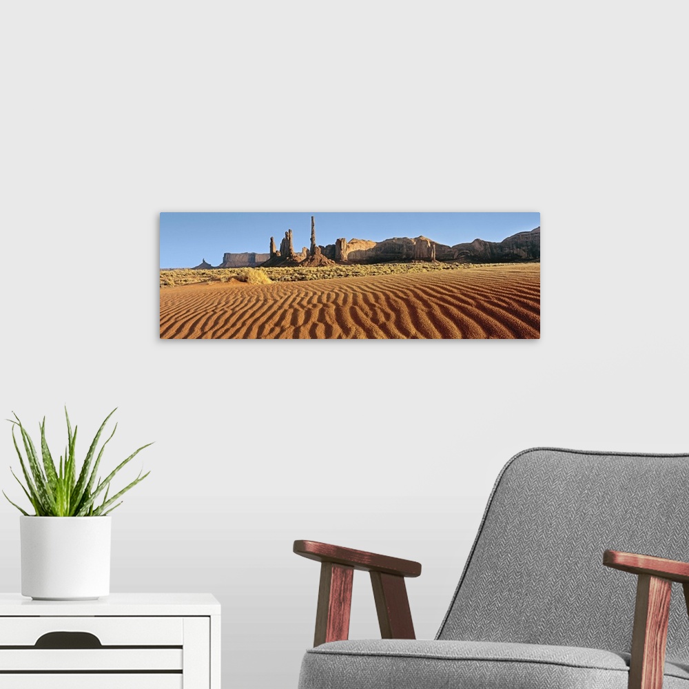 A modern room featuring Rock formation in an arid landscape, Monument Valley, Utah