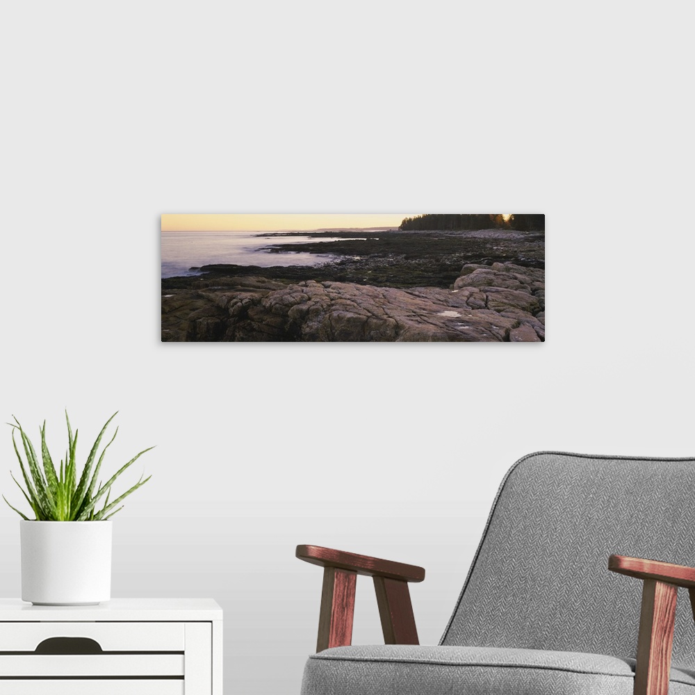 A modern room featuring Rock formations at the coast, Acadia National Park, Maine