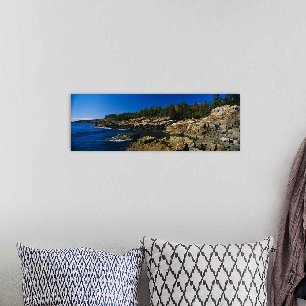 A bohemian room featuring Rock formations at the coastline, Acadia National Park, Maine
