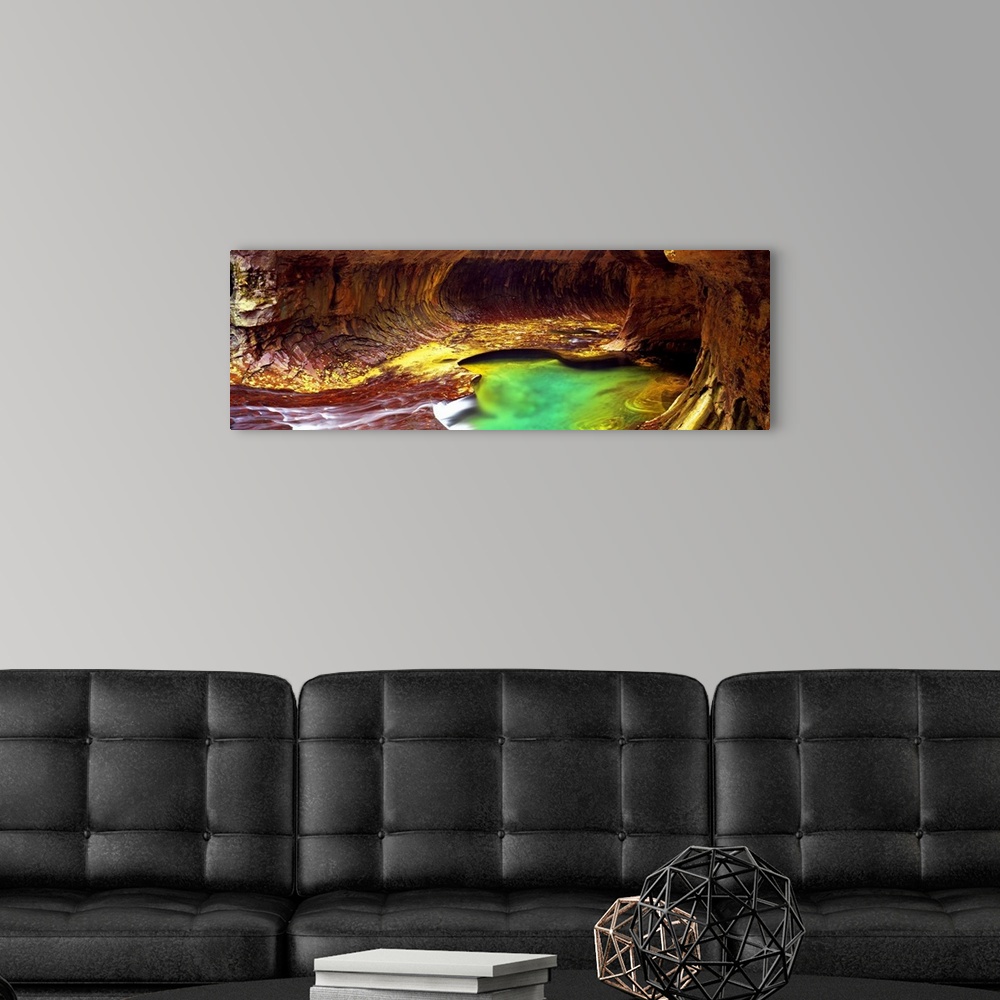 A modern room featuring Rock formations in a slot canyon, The Subway, Zion National Park, Utah