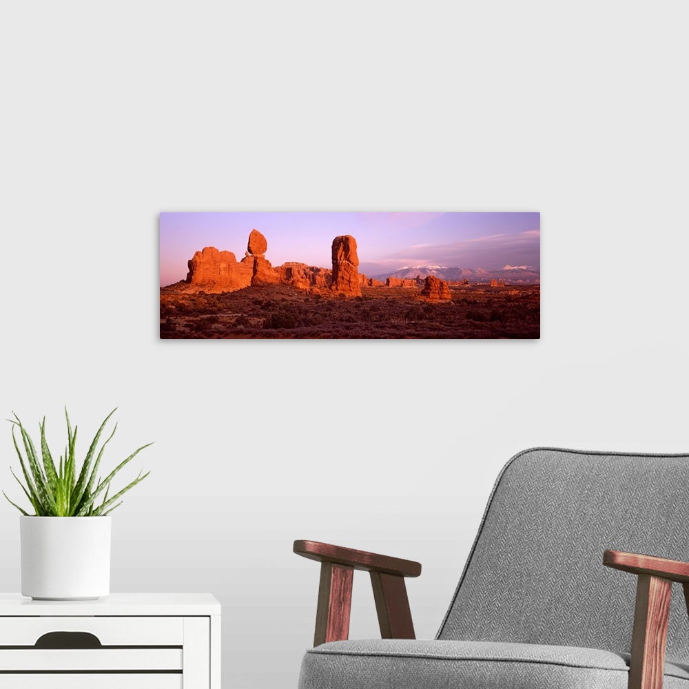 A modern room featuring Rock formations on a landscape, Balanced Rock, Arches National Park, Utah
