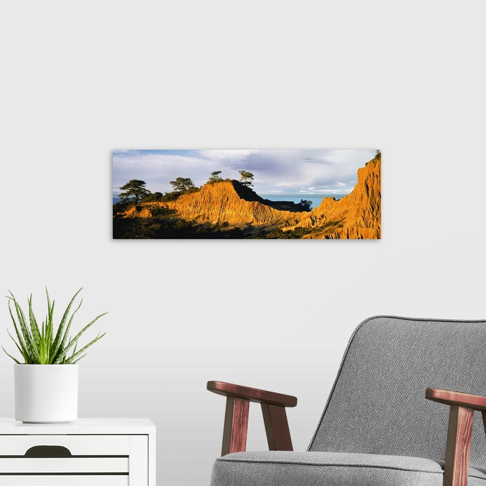 A modern room featuring Rock formations on a landscape, Broken Hill, Torrey Pines State Natural Reserve, La Jolla, San Di...