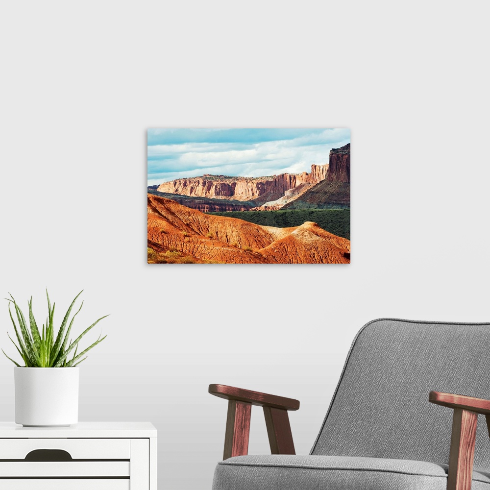 A modern room featuring Rock formations on a landscape, Capitol Reef National Park, Utah
