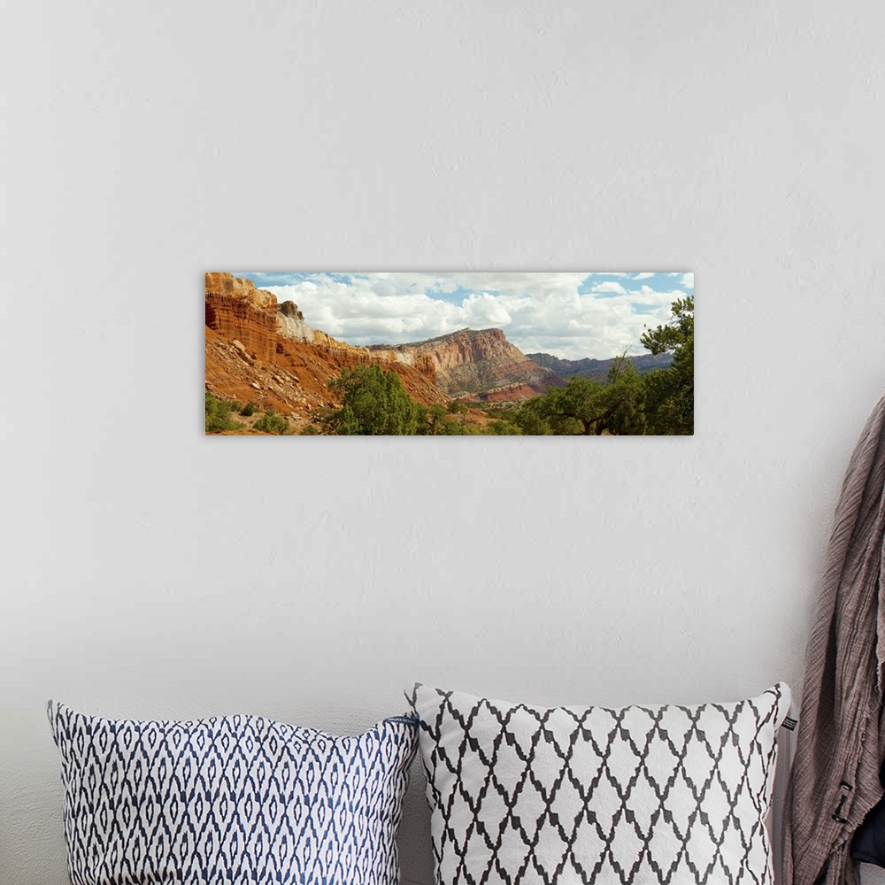 A bohemian room featuring Rock formations on a landscape, Capitol Reef National Park, Utah