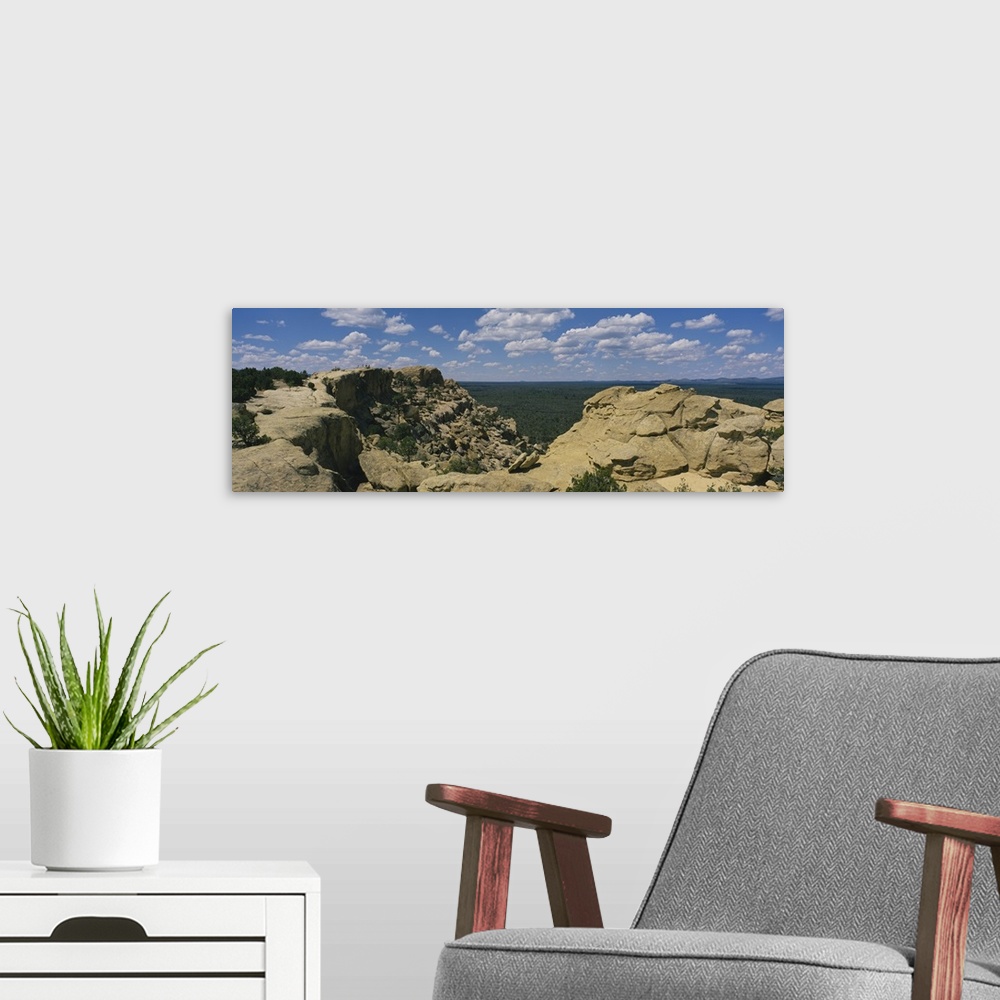 A modern room featuring Rock formations on a landscape, El Malpais National Monument, New Mexico