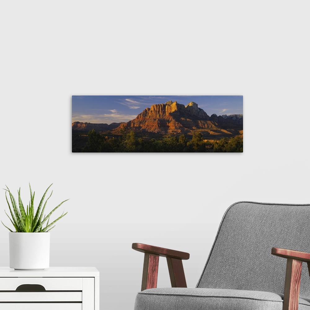 A modern room featuring Rock formations on a landscape, Escalante Canyons, Zion National Park, Utah