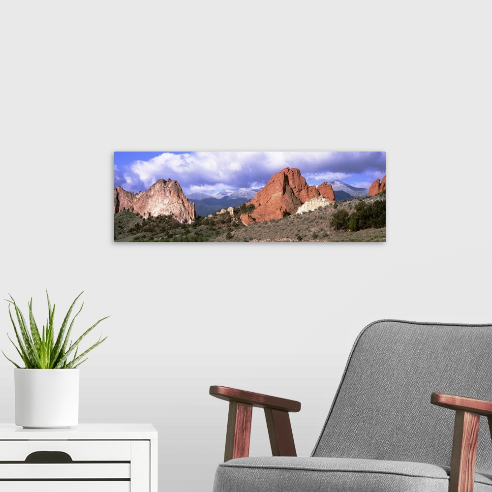 A modern room featuring Rock formations on a landscape, Garden of The Gods, Colorado Springs, Colorado