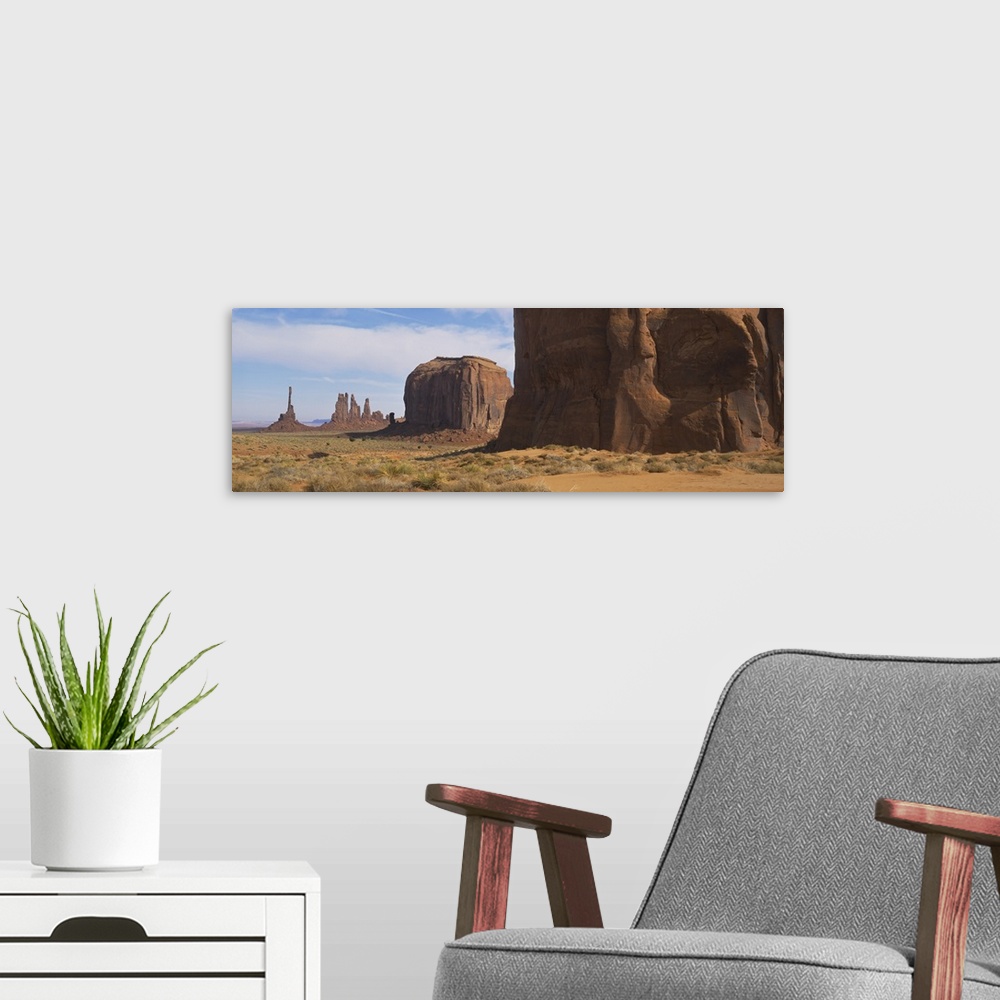 A modern room featuring Rock formations on a landscape, North Window, Monument Valley, Monument Valley Tribal Park, Utah