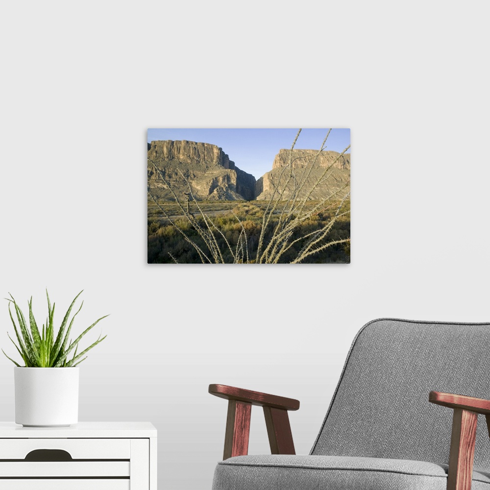 A modern room featuring Rock formations on a landscape, Santa Elena Canyon, Big Bend National Park, Texas