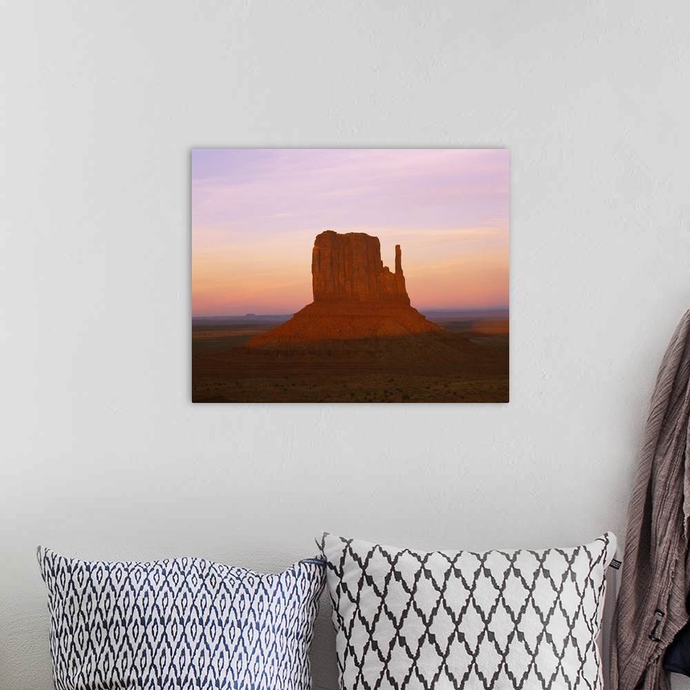 A bohemian room featuring Rock formations on a landscape, West Mitten, Monument Valley Tribal Park, Navajo, Arizona