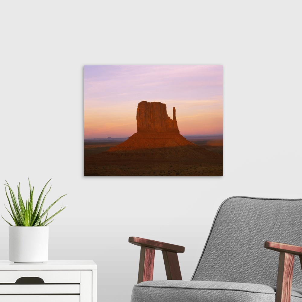 A modern room featuring Rock formations on a landscape, West Mitten, Monument Valley Tribal Park, Navajo, Arizona