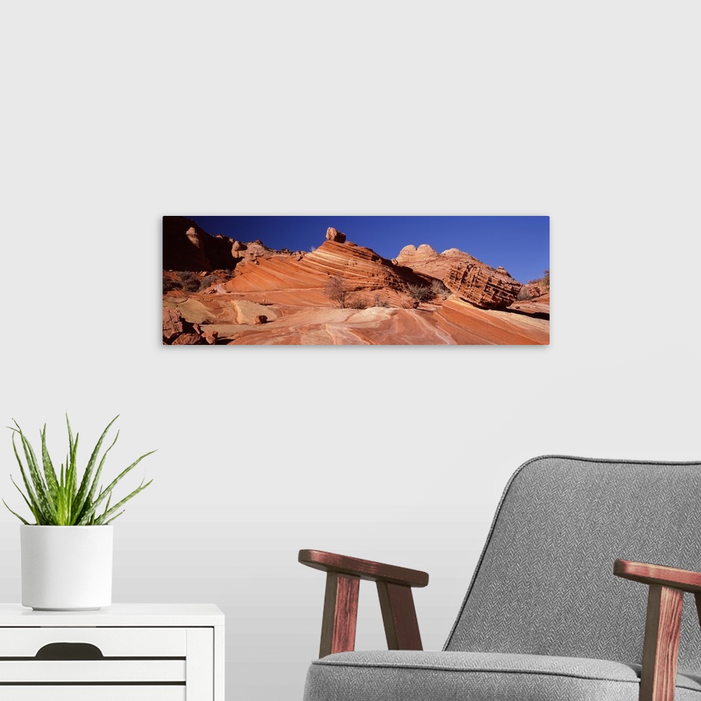 A modern room featuring Rock formations on an arid landscape, Coyote Butte, Vermillion Cliffs, Paria Canyon, Arizona,