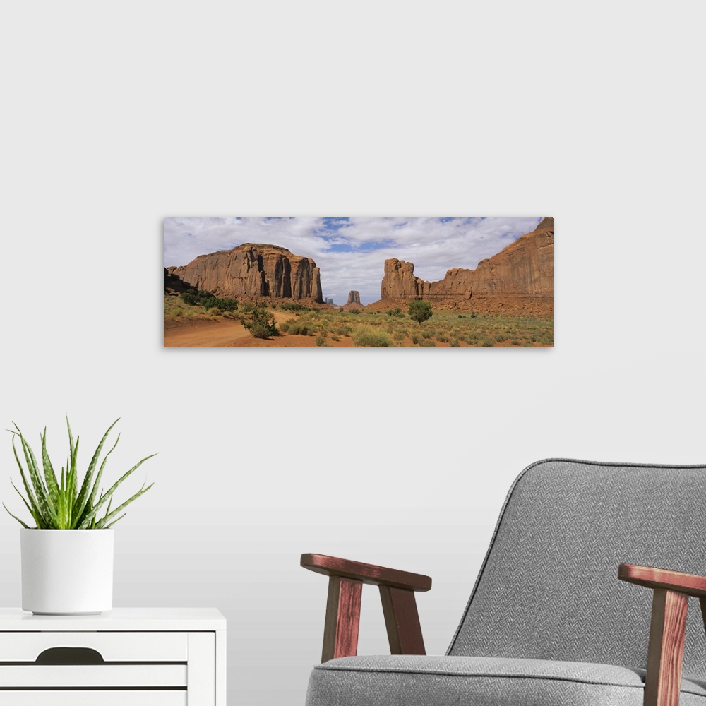 A modern room featuring Rock formations on an arid landscape, Monument Valley Tribal Park, Arizona