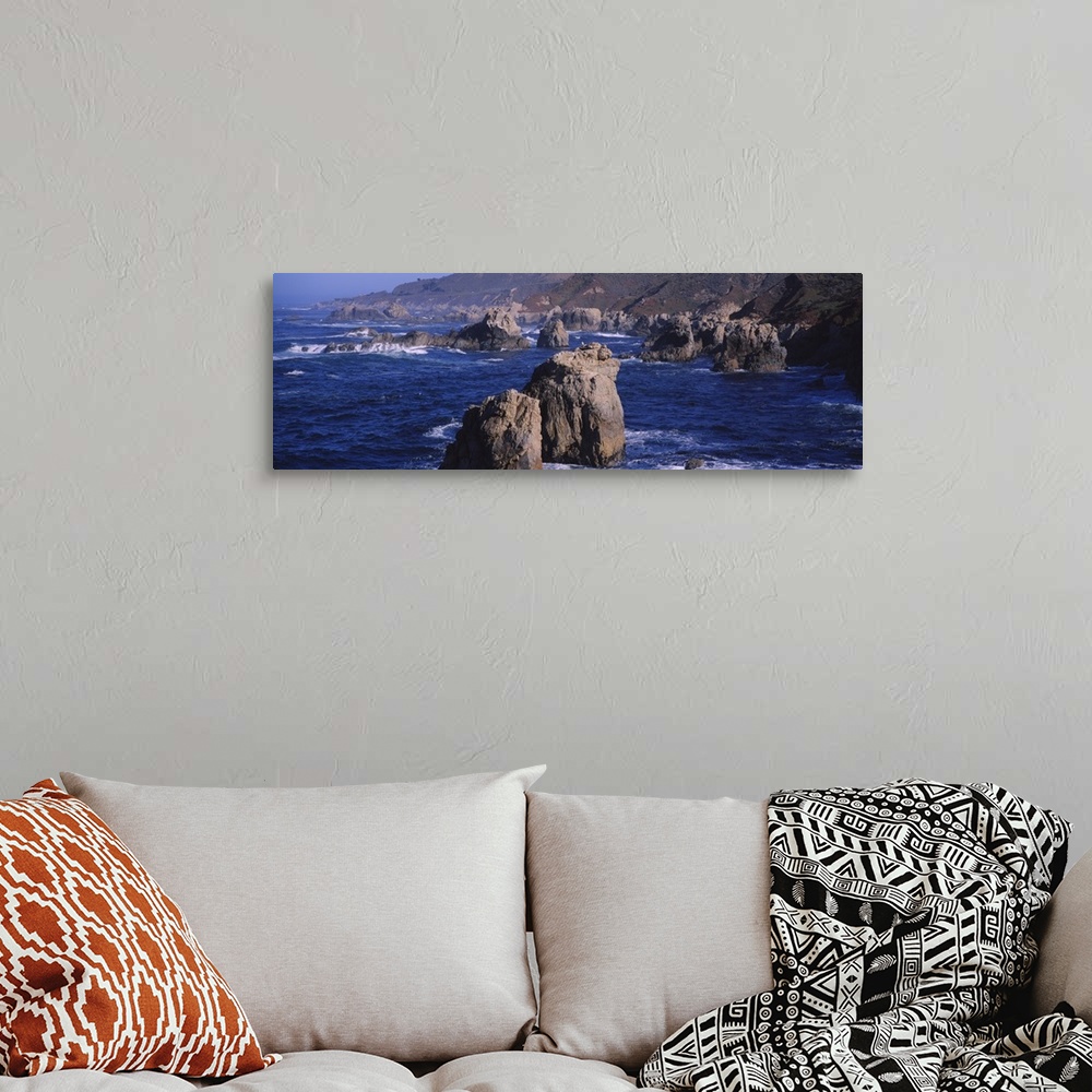 A bohemian room featuring Rock formations on the beach, Big Sur, Garrapata State Beach, Monterey Coast, California