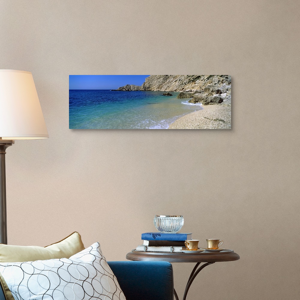 A traditional room featuring Rock formations on the beach, Petani Beach, Cephalonia, Ionian Islands, Greece