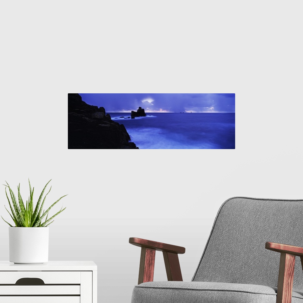 A modern room featuring Rocks in the sea, Armed Knight, Land's End, Cornwall, England
